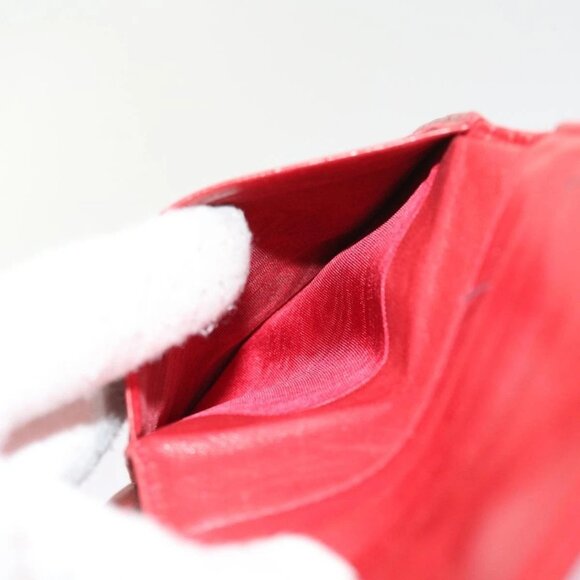 CHANEL Wallet Lamb Skin Red CC Auth - Picture 14 of 16